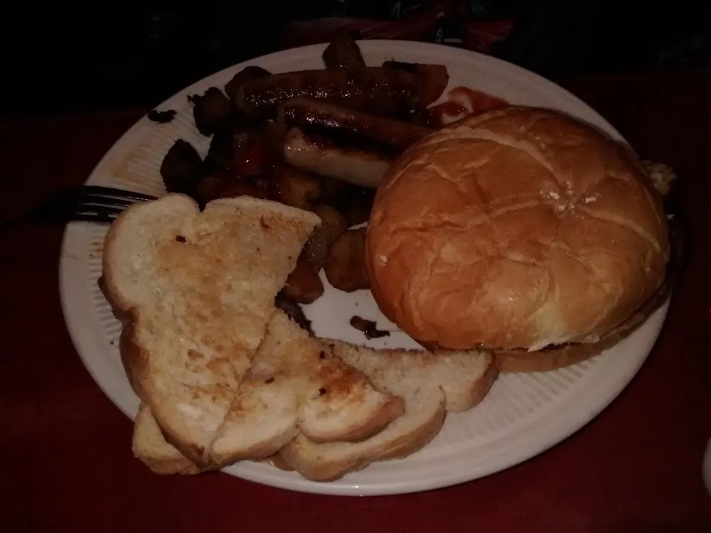 Egg Sandwich with Sausages and Home Fries